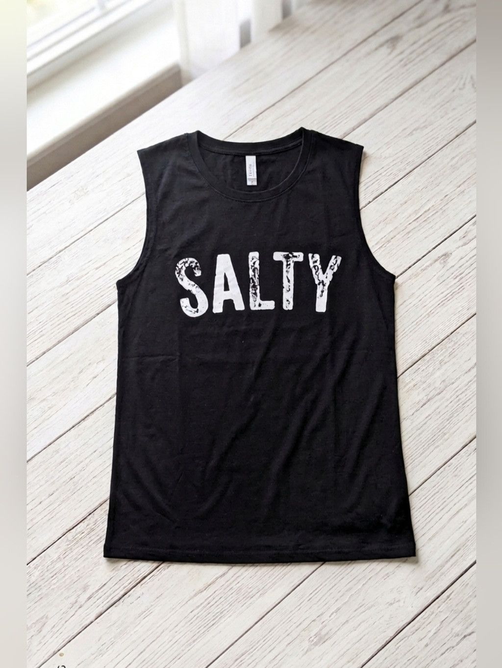 Other "SALTY" Black Graphic Sleeveless Tank Top - Large Size L / US 10 / IT 46 - 1 Thumbnail