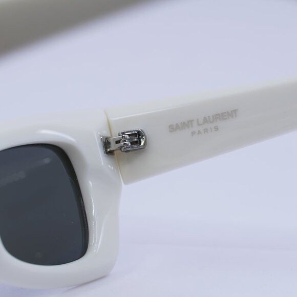 Saint Laurent SL702 003 Sunglasses Ivory Cat Eye Frame, Grey
