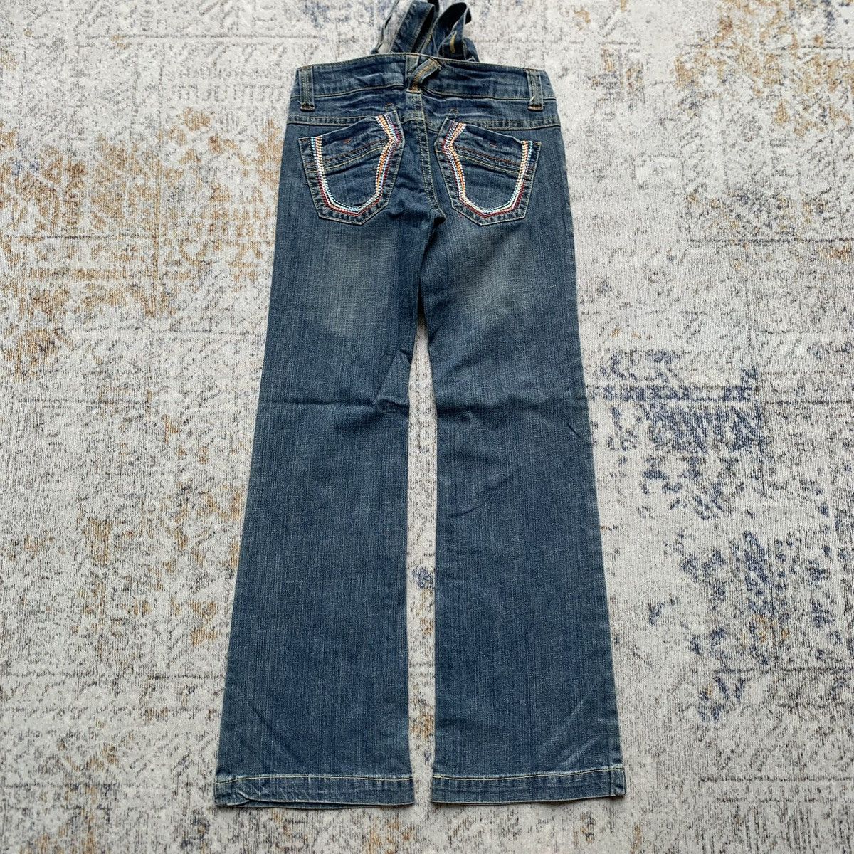 Japanese Brand Y2K Japanese Brand Wavelist Blue Wash Suspender Flared Jeans Size US 29 - 5 Thumbnail