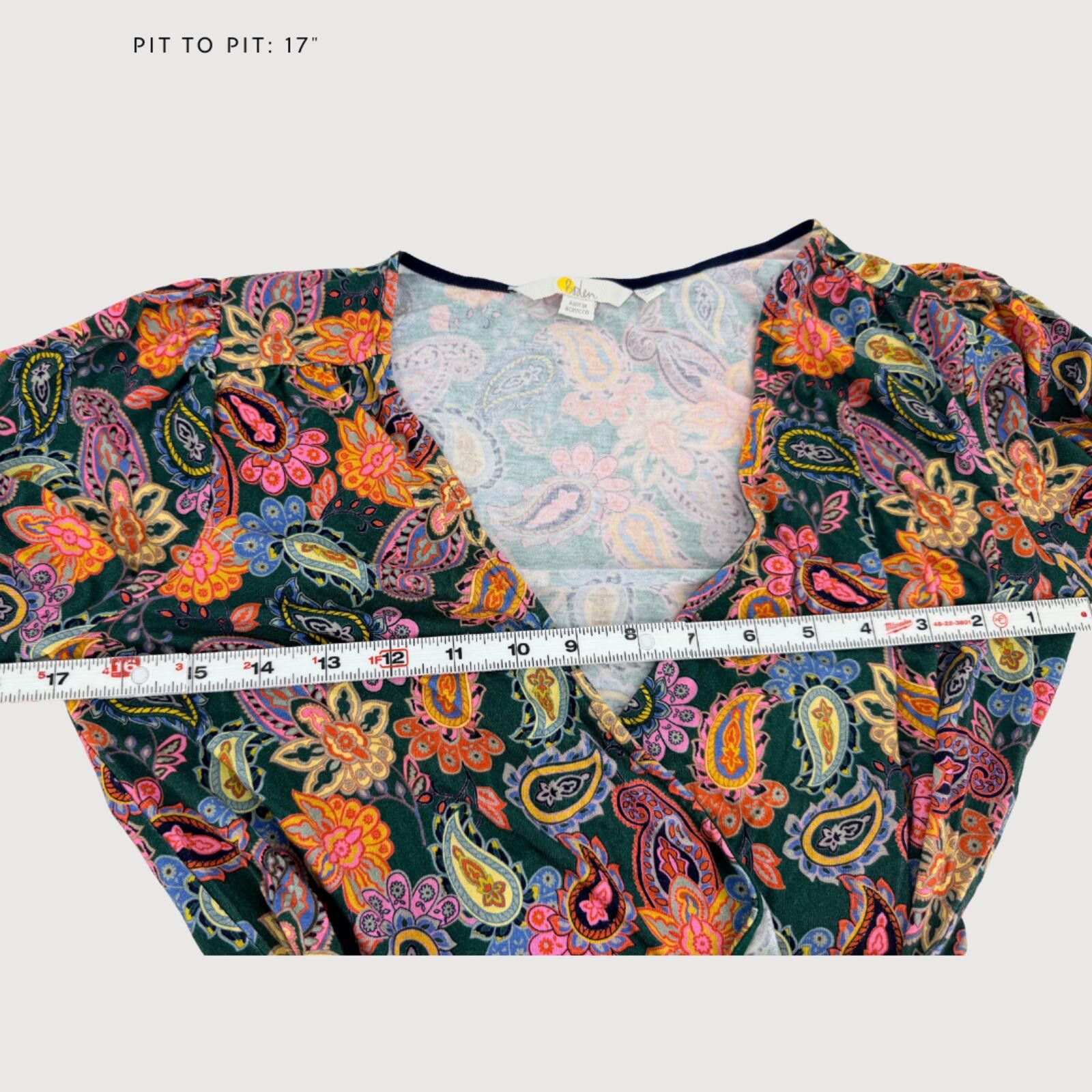 Boden Boden Paisley Wrap Ruched Long Sleeve Top 8 Size M / US 6-8 / IT 42-44 - 7 Thumbnail