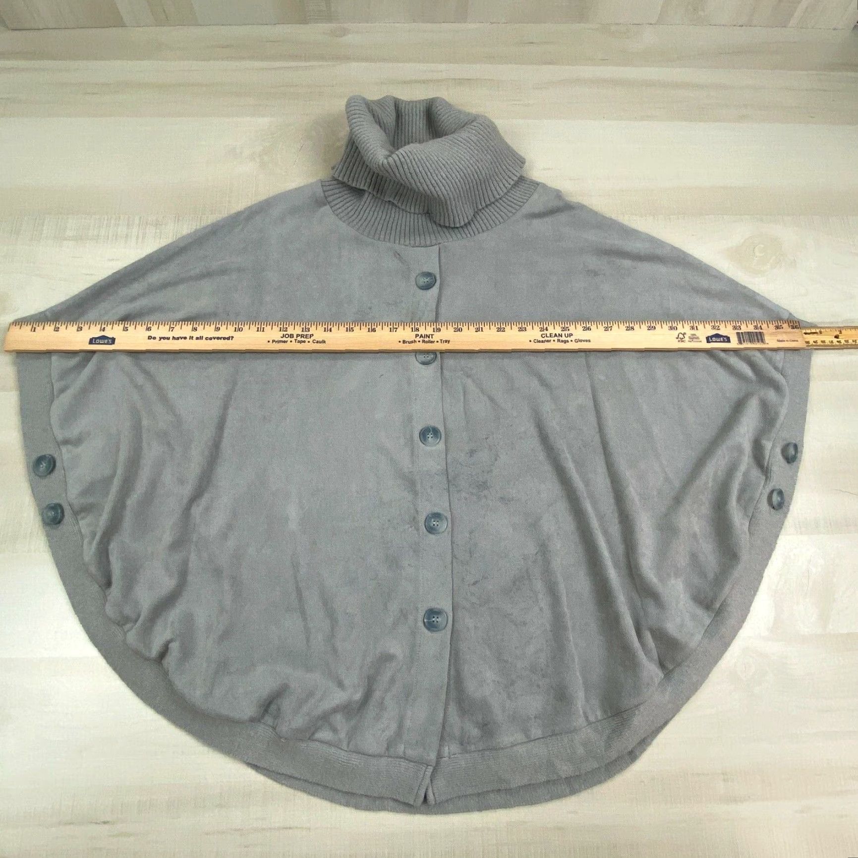 Vintage Fate Womens Poncho Sweater Large Gray Faux Suede Cowl Turtleneck Oversized Size L / US 10 / IT 46 - 6 Thumbnail