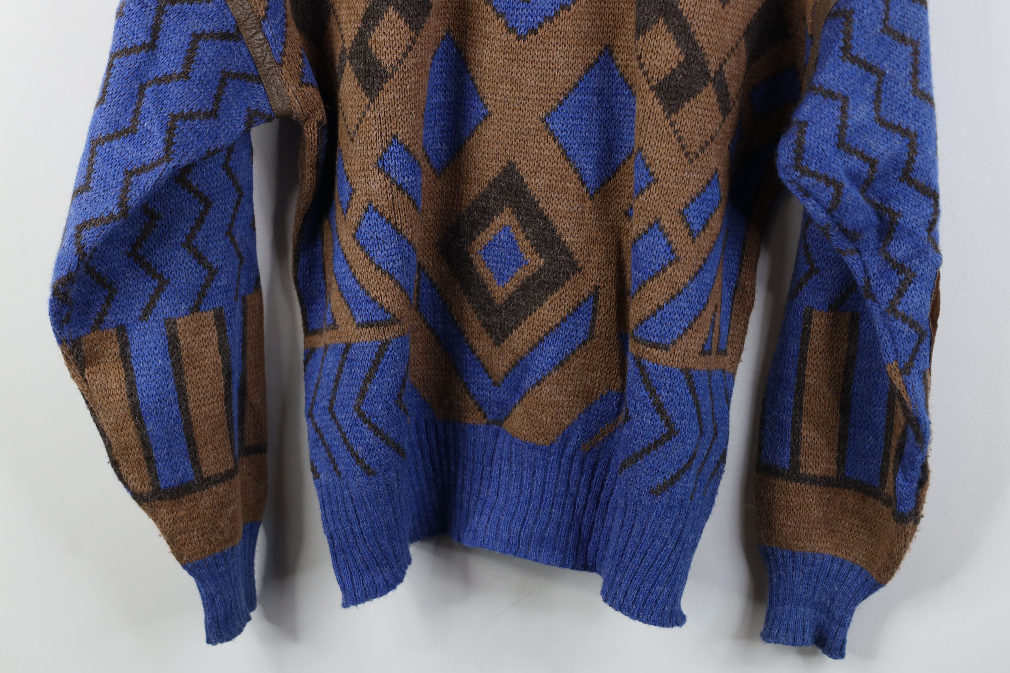 Vintage Vintage 90s Streetwear Elbow Patch Wool Blend Knit Sweater Size US L / EU 52-54 / 3 - 14 Thumbnail