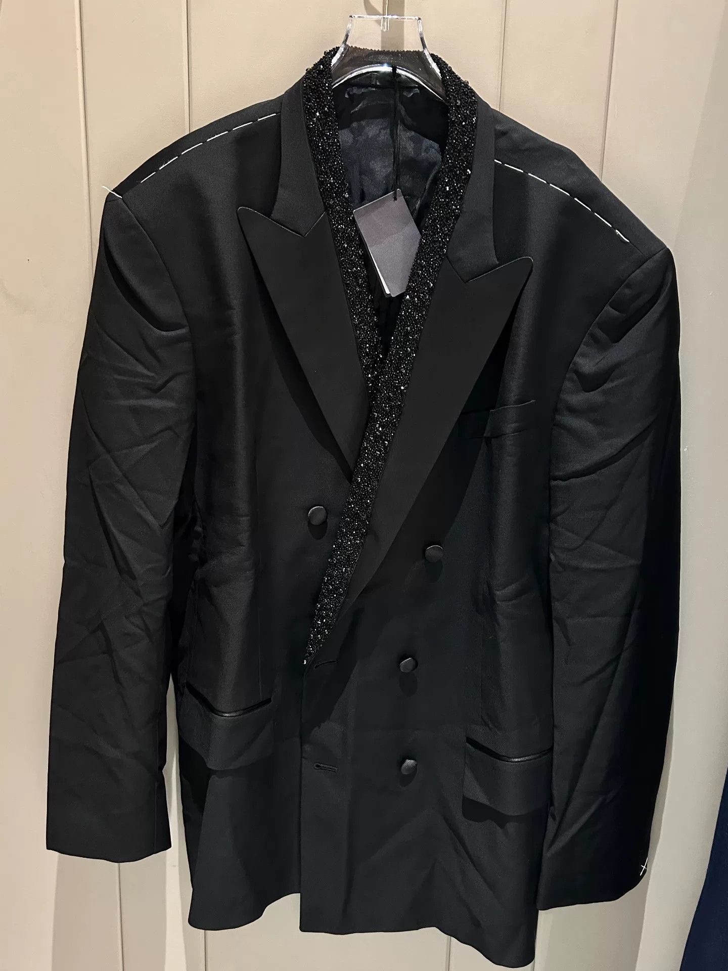 Versace Sequin Collar Double-Breasted Blazer