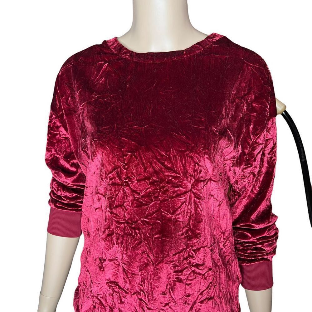 Zara Zara velvet sweatshirt top burgundy S (303/2) Size S / US 4 / IT 40 - 2 Thumbnail