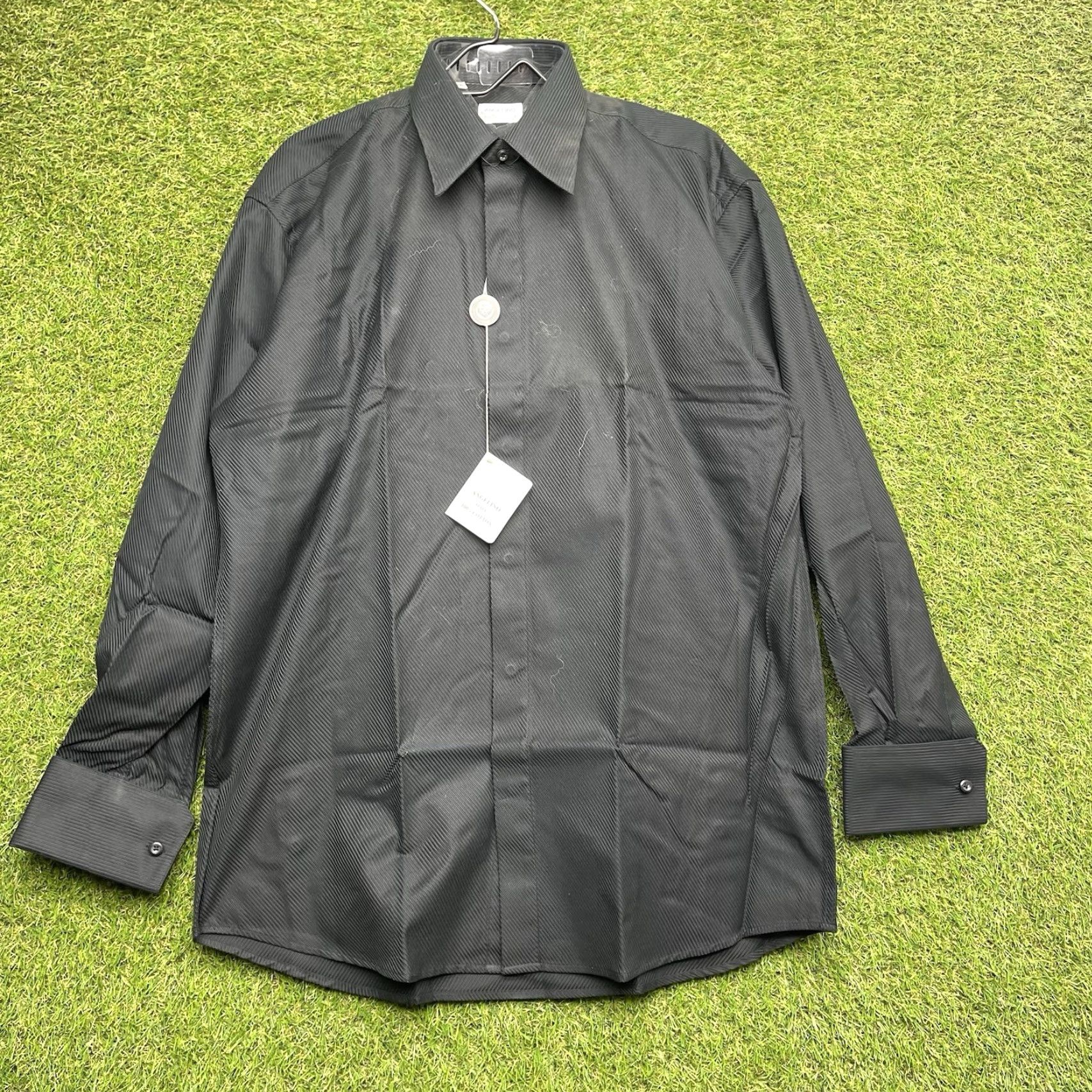 Vintage Angelino Button Down Shirt Mens 42 16.5 Black Plaid Linen Cotton Button-Up Casual Classic NWT Italy Long Sleeve Size US XL / EU 56 / 4 - 2 Thumbnail