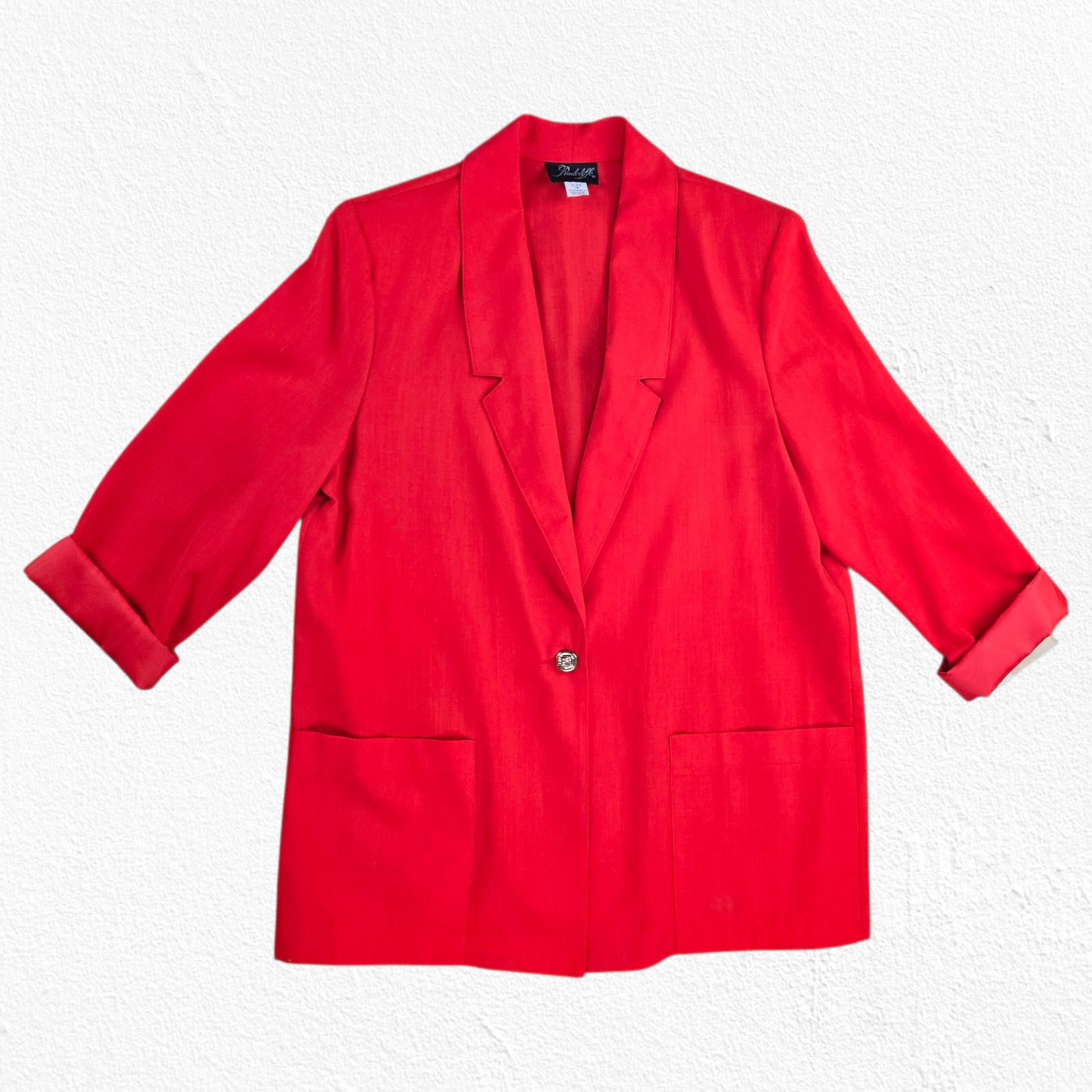 Vintage 1980s Vintage Red Power Suit Jacket Blazer Size 14 Size XL / US 12-14 / IT 48-50 - 2 Thumbnail