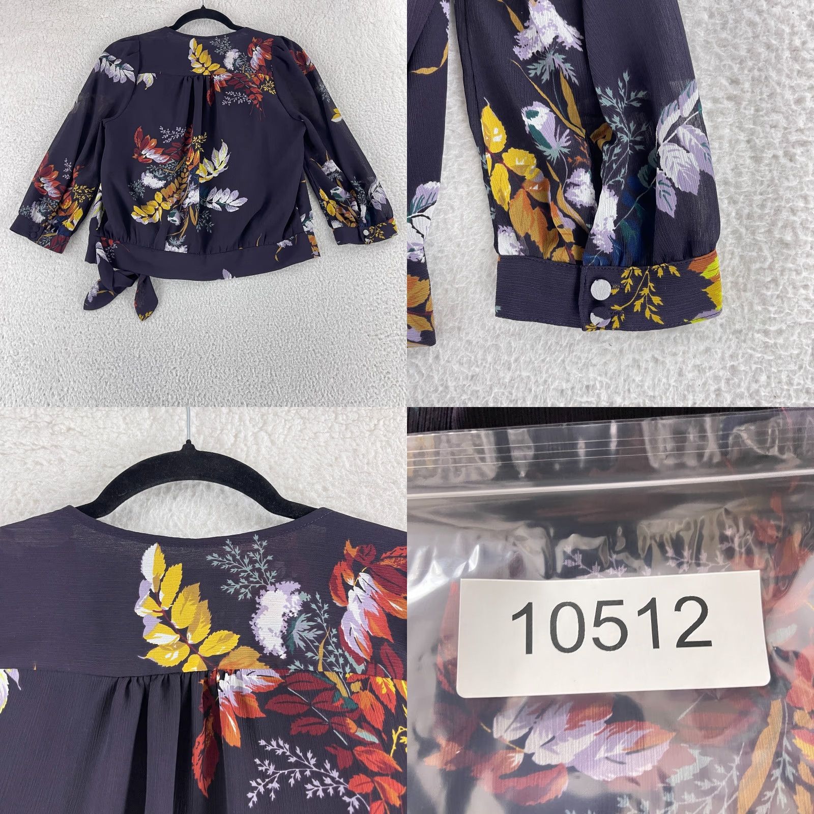 Madewell Madewell Purple Floral Blooming Oasis Wrap Shirt Womens XS 3/4 Sleeve V-Neck Cropped Blouse Size XS / US 0-2 / IT 36-38 - 9 Thumbnail