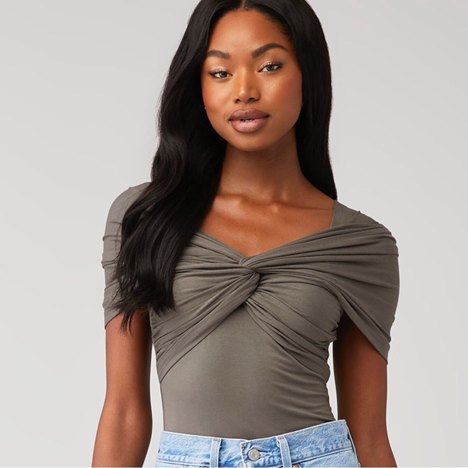 Free People Favorite Daughter “The I’m Evolved” Top- Grey (item #047) Size L / US 10 / IT 46 - 1 Thumbnail