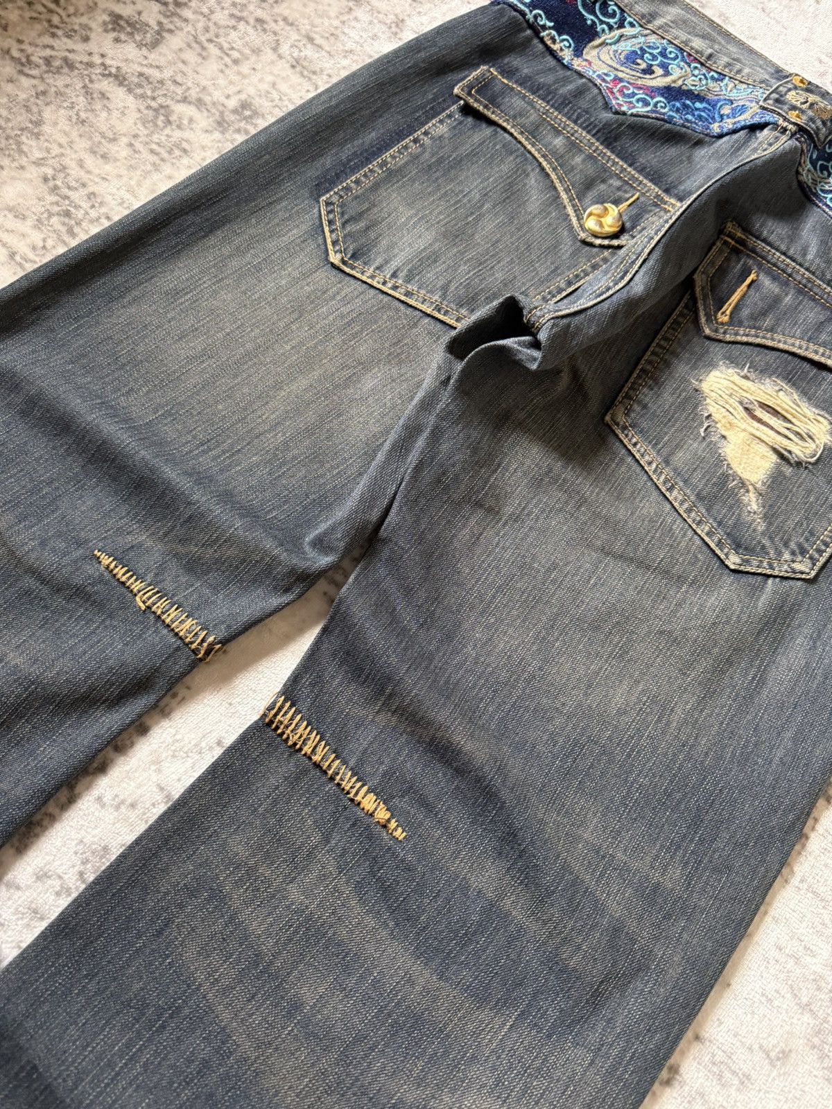 Japanese Brand Osaka Big Train Japan Over Stitch Boro Yakuza Jeans Size US 32 / EU 48 - 17 Thumbnail