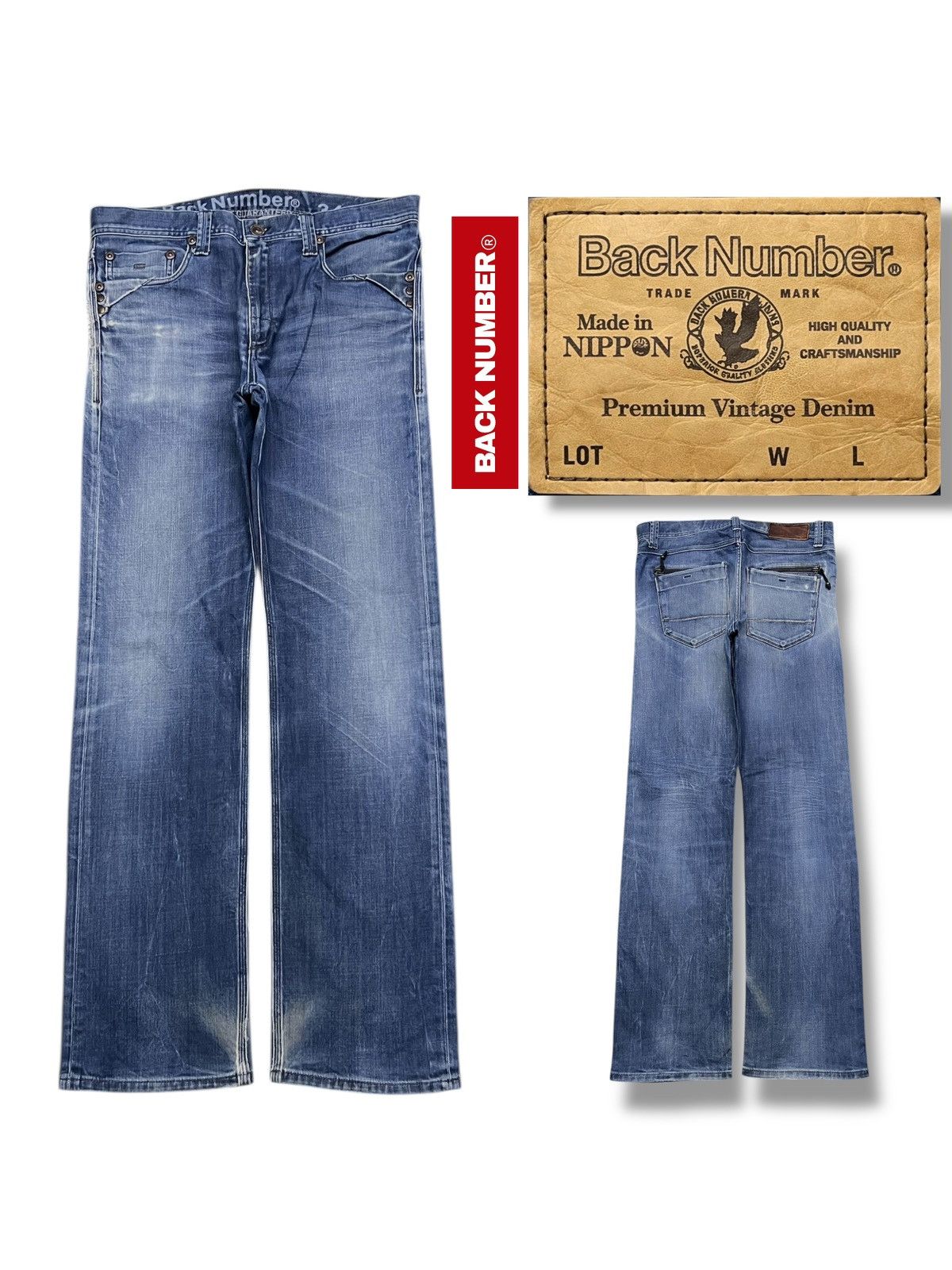 Japanese Brand Vintage Back Number®️Japan - Faded, Distressed Jeans Size US 36 / EU 52 - 1 Thumbnail