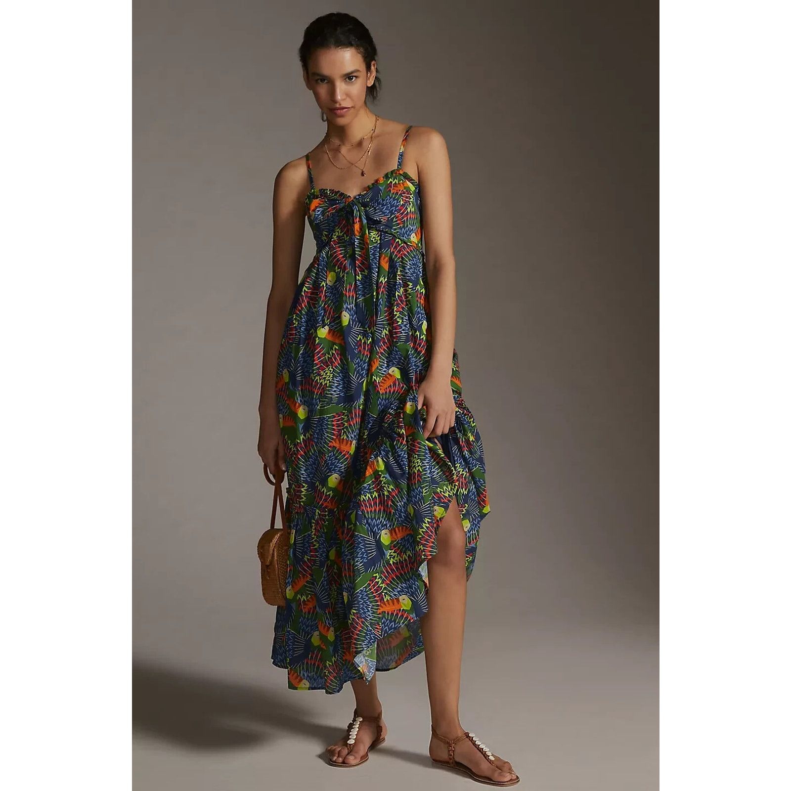 Farm Rio Farm Rio For Anthropologie Multicolor Maxi Dress XXS Size XXS / US 00 / IT 34 - 2 Thumbnail