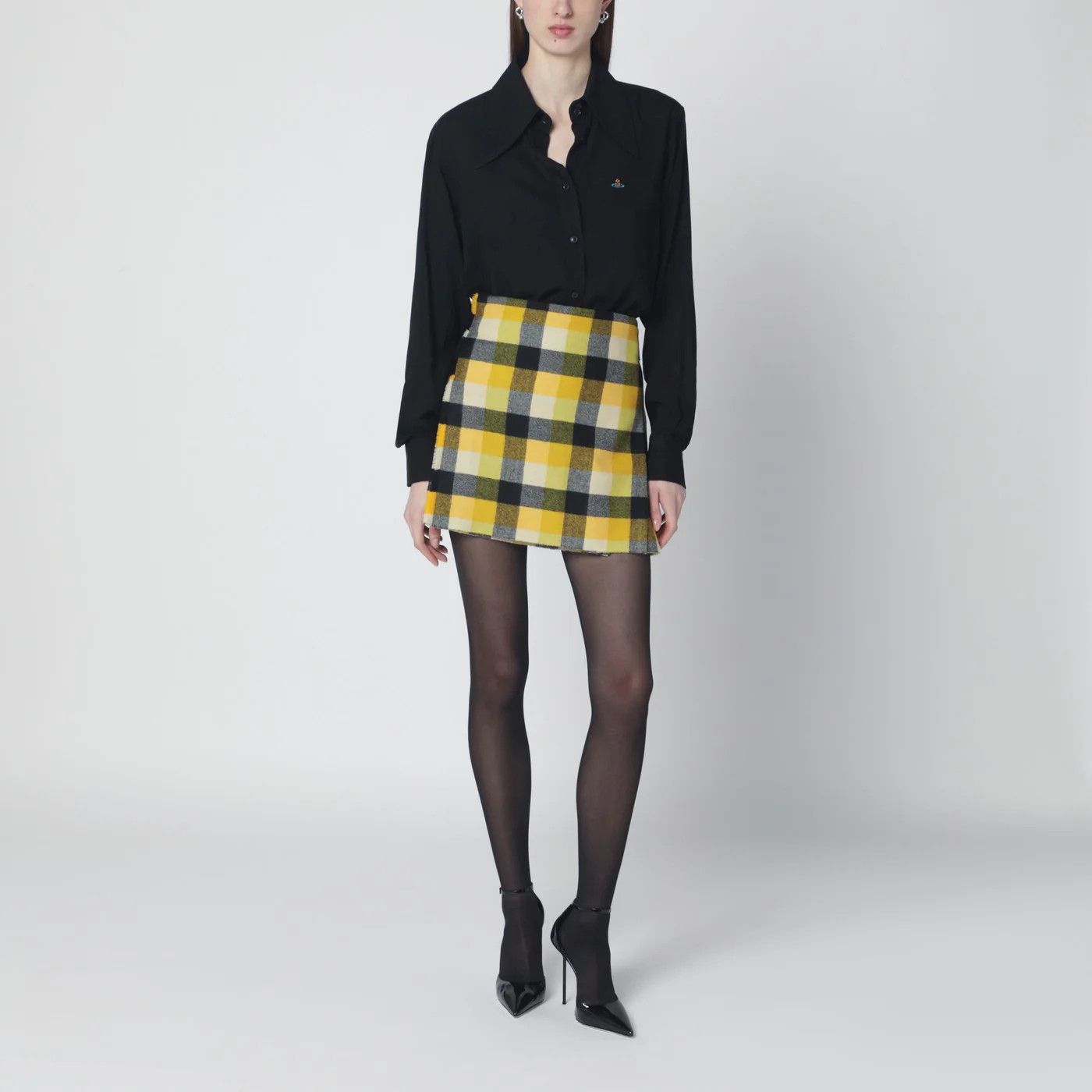 Vivienne Westwood o1d2blof0526 Oversized Collar Shirt in Black Size S / US 4 / IT 40 - 1 Thumbnail