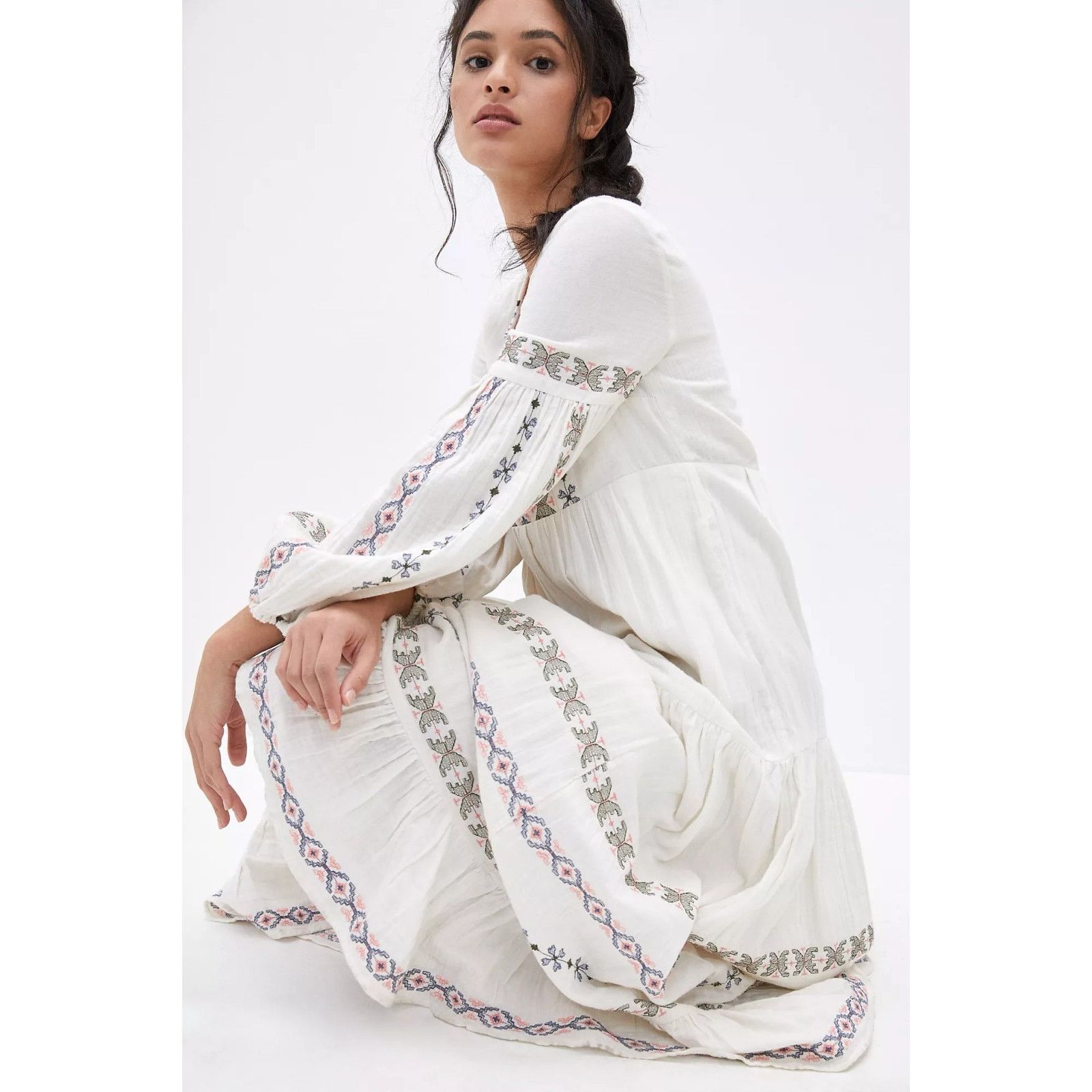 Anthropologie Anthropologie Lucienne Embroidered Maxi Dress Size 12 Size XL / US 12-14 / IT 48-50 - 2 Thumbnail