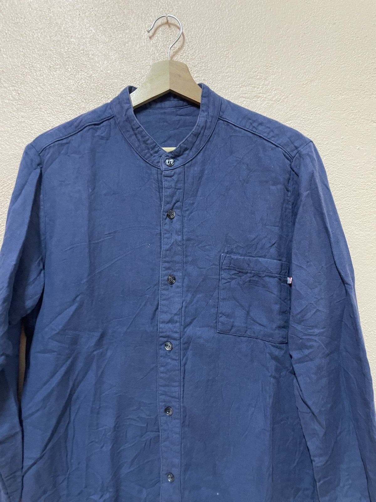 Japanese Brand Broome towel Japan Henley Collar Casual Blue Indigo slim fit Size US L / EU 52-54 / 3 - 3 Thumbnail