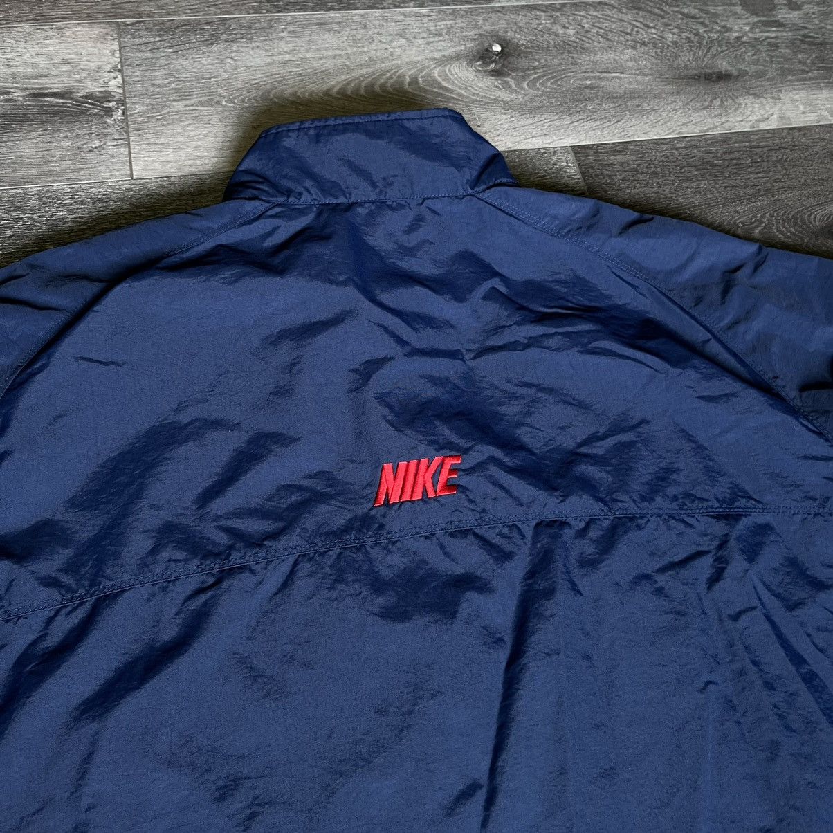 Nike × Vintage Vintage 2000s Nike Swoosh Center Logo Zip Track Jacket Navy Size US XXL / EU 58 / 5 - 9 Thumbnail