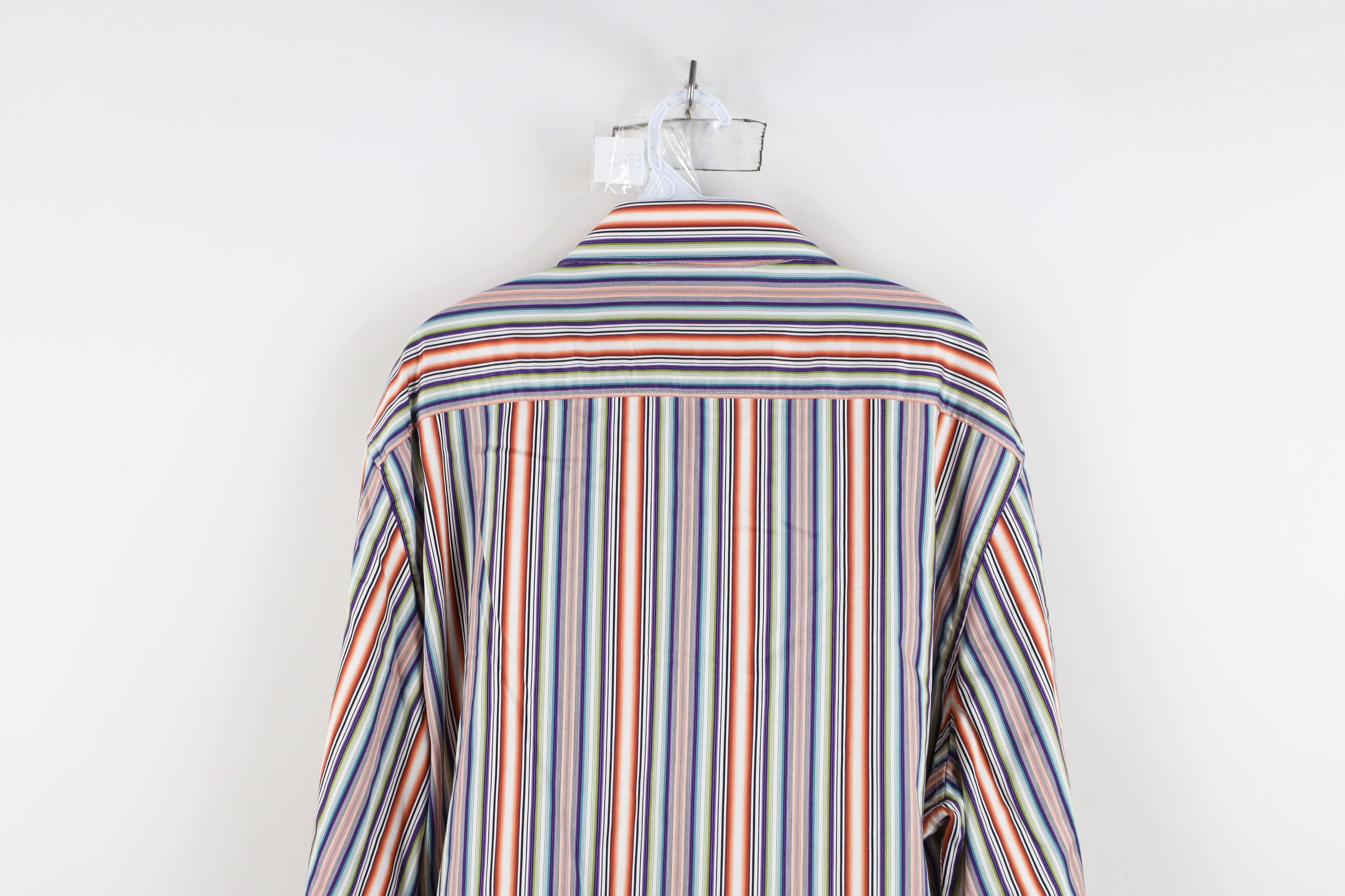 Robert Graham Robert Graham Fit Rainbow Striped Flip Cuff Button Shirt Size US XXL / EU 58 / 5 - 13 Thumbnail