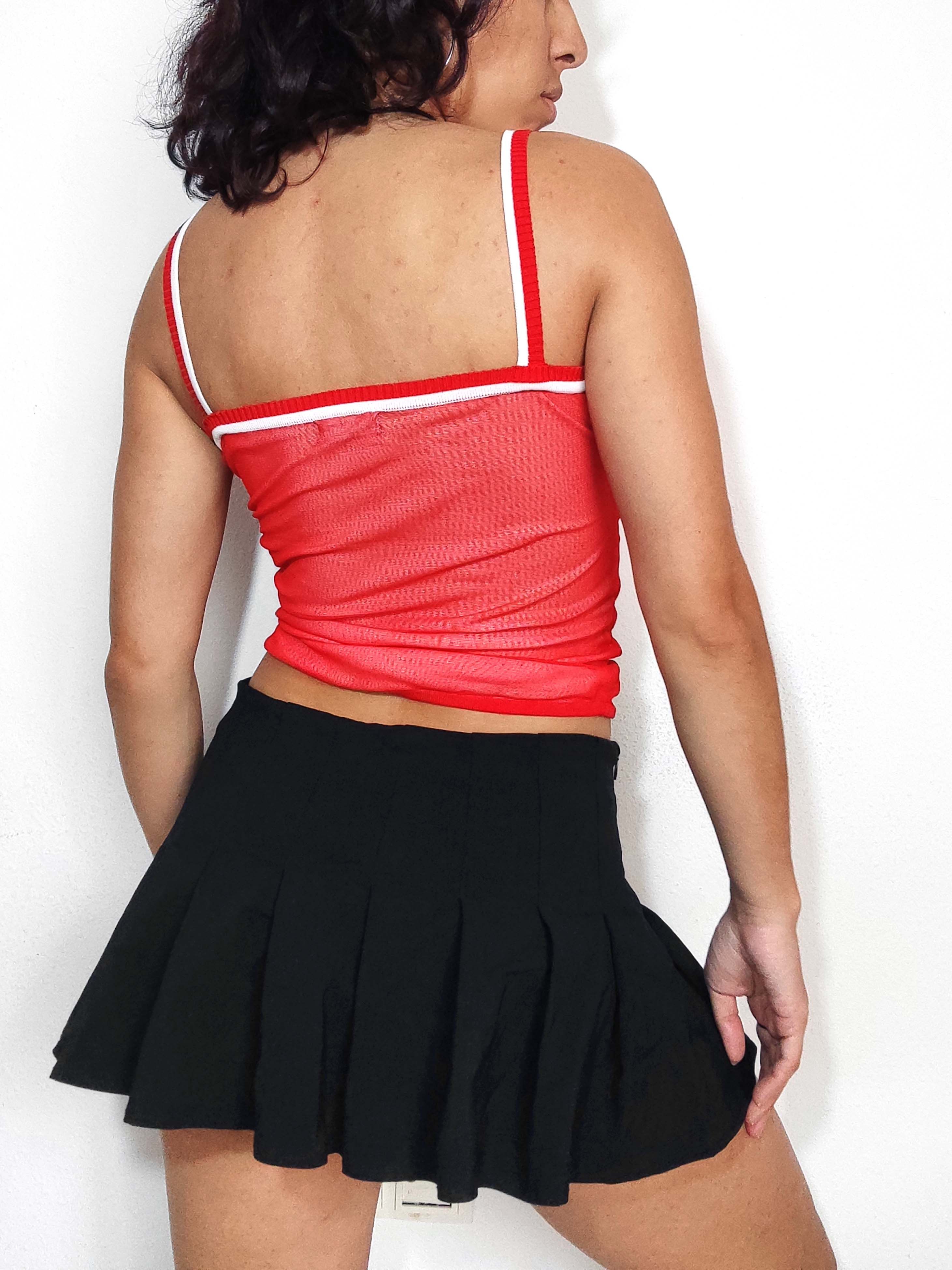 Vintage Vintage Y2k Punk Tartan print and Mesh Red Tank Top Size S / US 4 / IT 40 - 2 Thumbnail