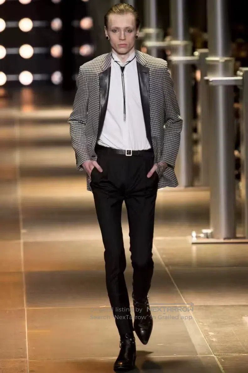 Saint Laurent Paris Saint Laurent Paris Leather Collar Houndstooth Suit Size US S / EU 44-46 / 1 - 7 Thumbnail