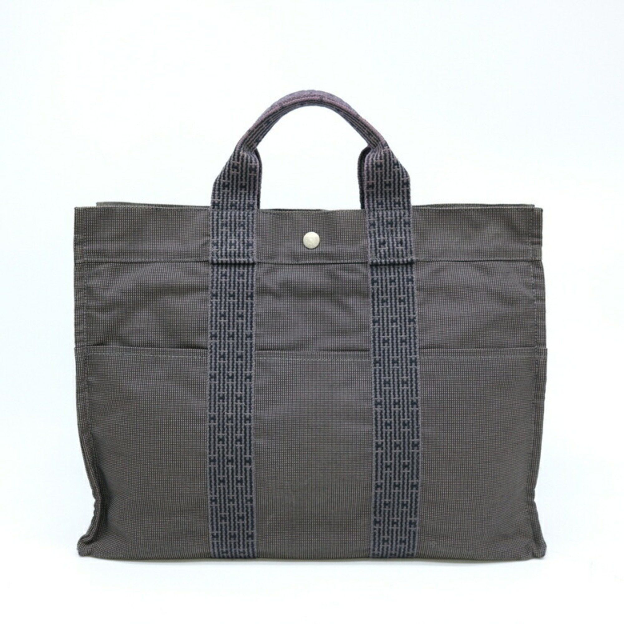image of Hermes Air Line Tote Bag Mm Canvas Handbag Grey, Women's