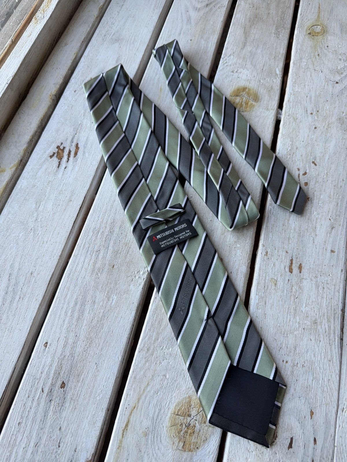 Japanese Brand × Vintage Mitsubishi Motors Tie Striped Silk Promo Germany Vintage Size ONE SIZE - 4 Thumbnail