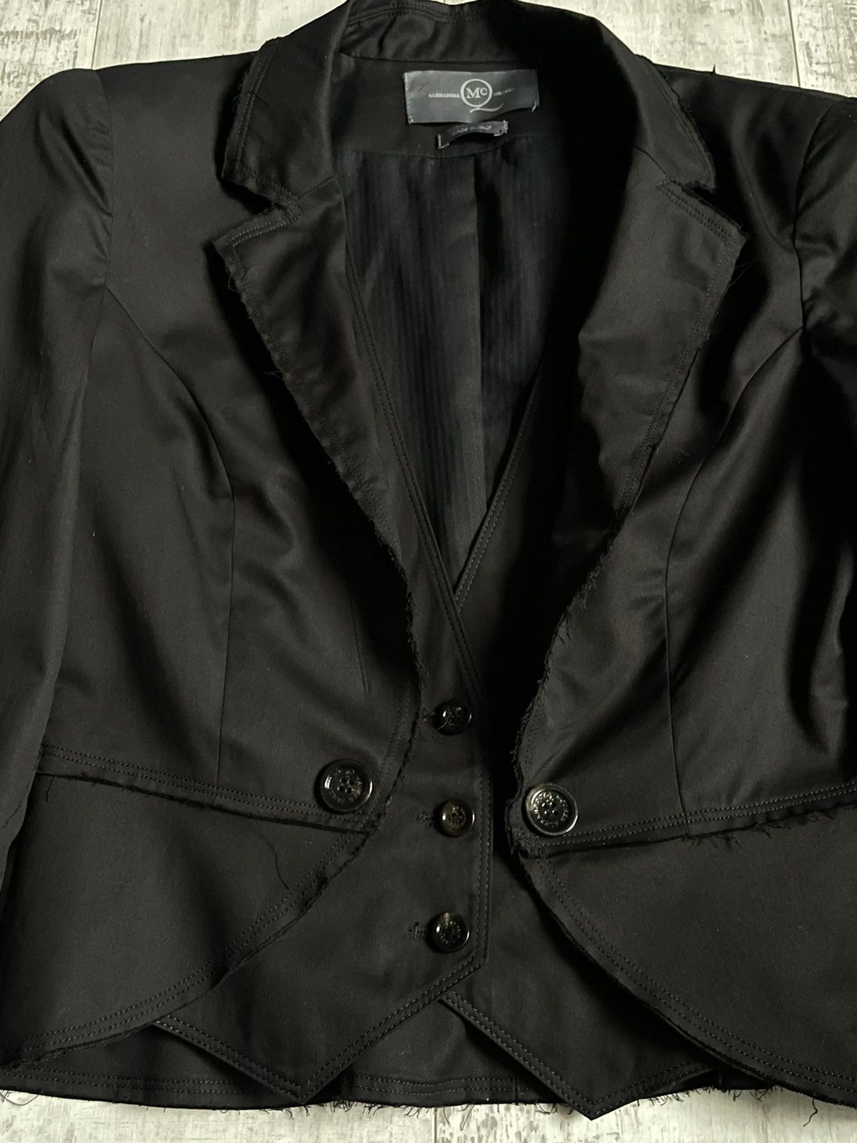 Alexander McQueen Alexander McQueen Blazer Black Luxury Distressed Fabric RARE Size M / US 6-8 / IT 42-44 - 3 Thumbnail