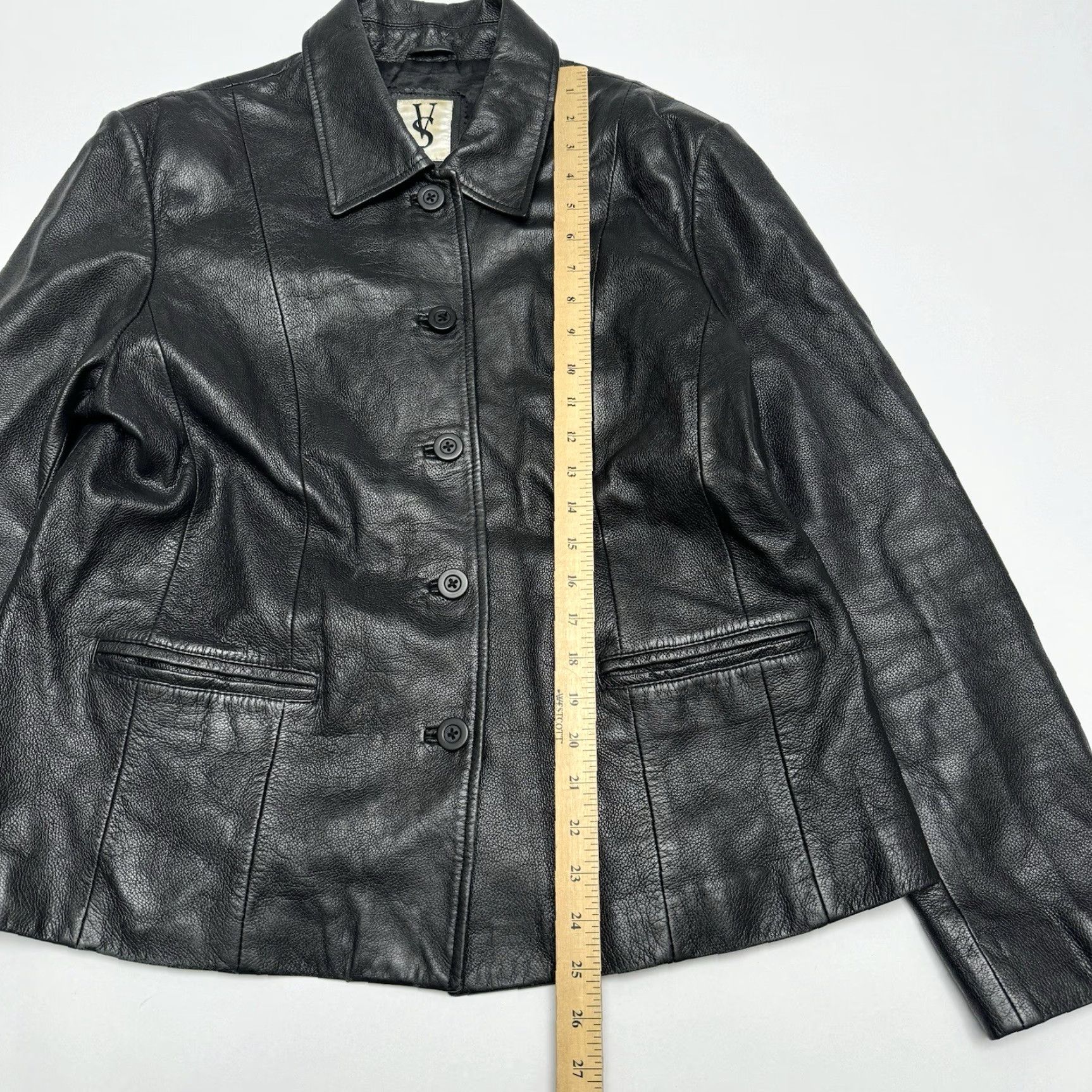 Victoria's Secret VINTAGE Y2K VS2 Victoria's Secret Leather Jacket Women Large Black Collared Button Long Sleeve Jacket Size L / US 10 / IT 46 - 6 Thumbnail