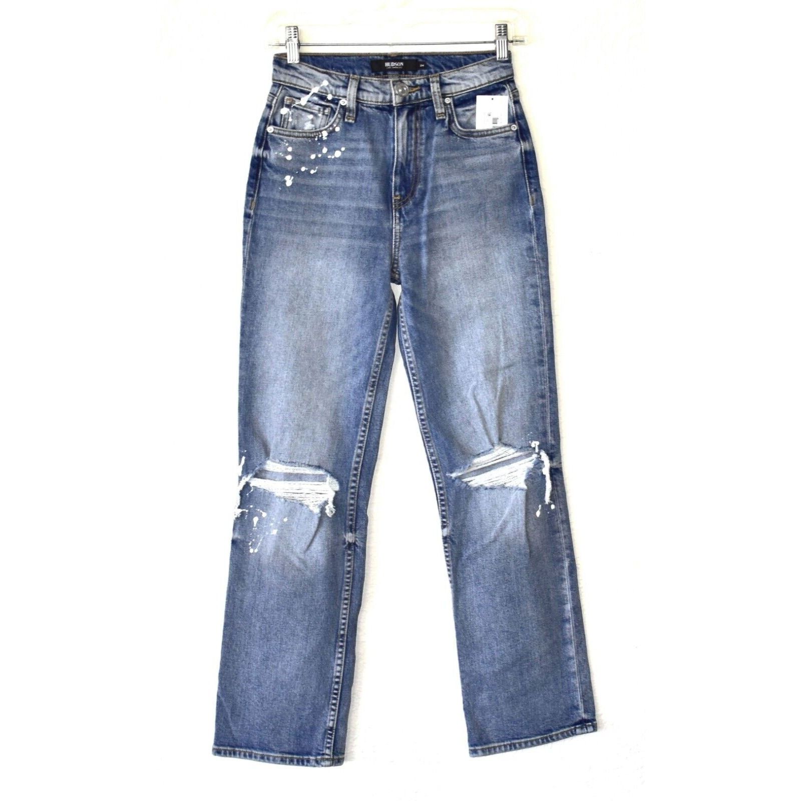 B0 NWT HUDSON Remi Splatter Hi Rise Straight Jeans 24 $215