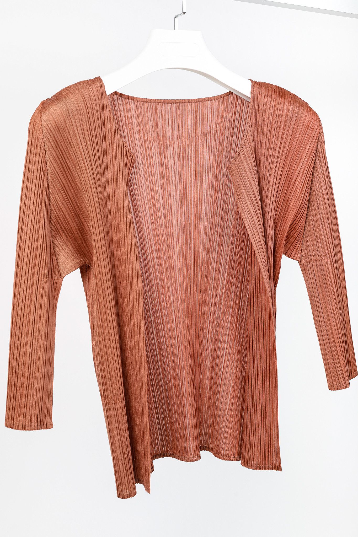 Pleats Please Issey Miyake Pleats Please Issey Miyake Terracotta Open-Front Cardigan Size S / US 4 / IT 40 - 3 Thumbnail