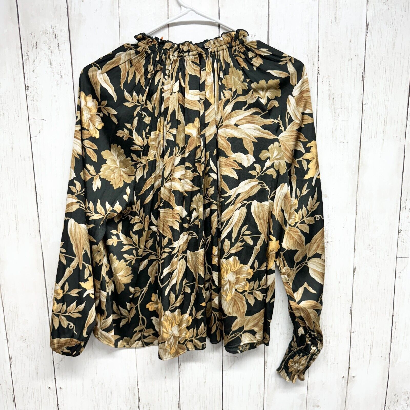 H&M H&M Blouse 2 Gold Wide Frill-Collared Mock Neck Long Sleeve Size XS / US 0-2 / IT 36-38 - 5 Thumbnail