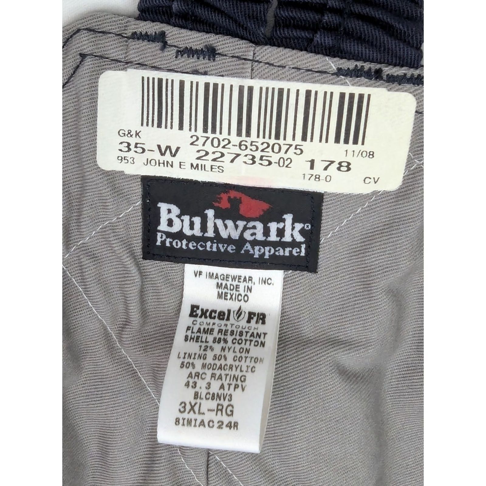 Vintage Bulwark Bib Overalls Flame Resistant Insulated 3XL Altered Leg (22" Inseam) Size US 39 - 2 Thumbnail