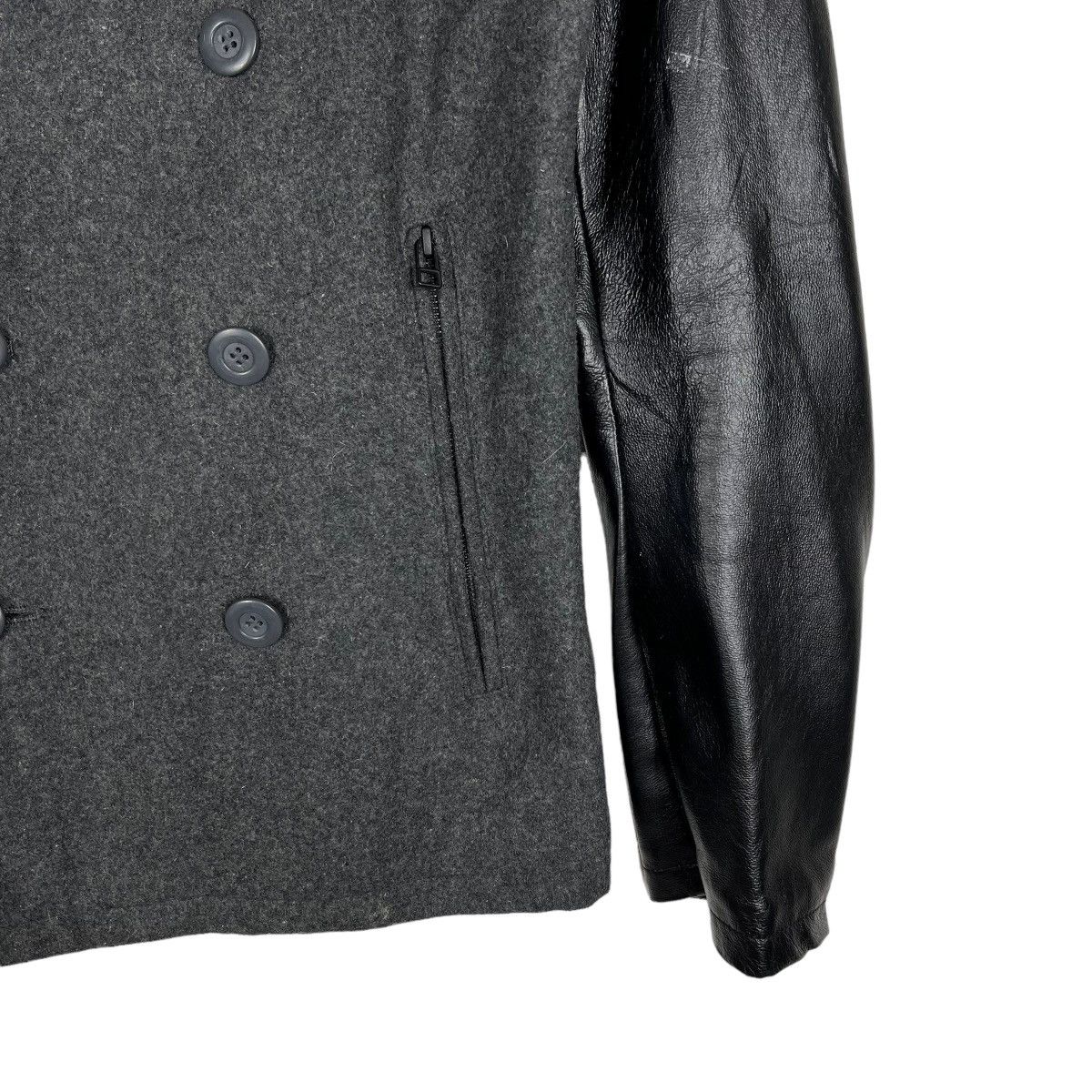 Japanese Brand 🔥 TOKISHIRAZU PEACOAT LEATJER SLEEVE Size US M / EU 48-50 / 2 - 5 Thumbnail