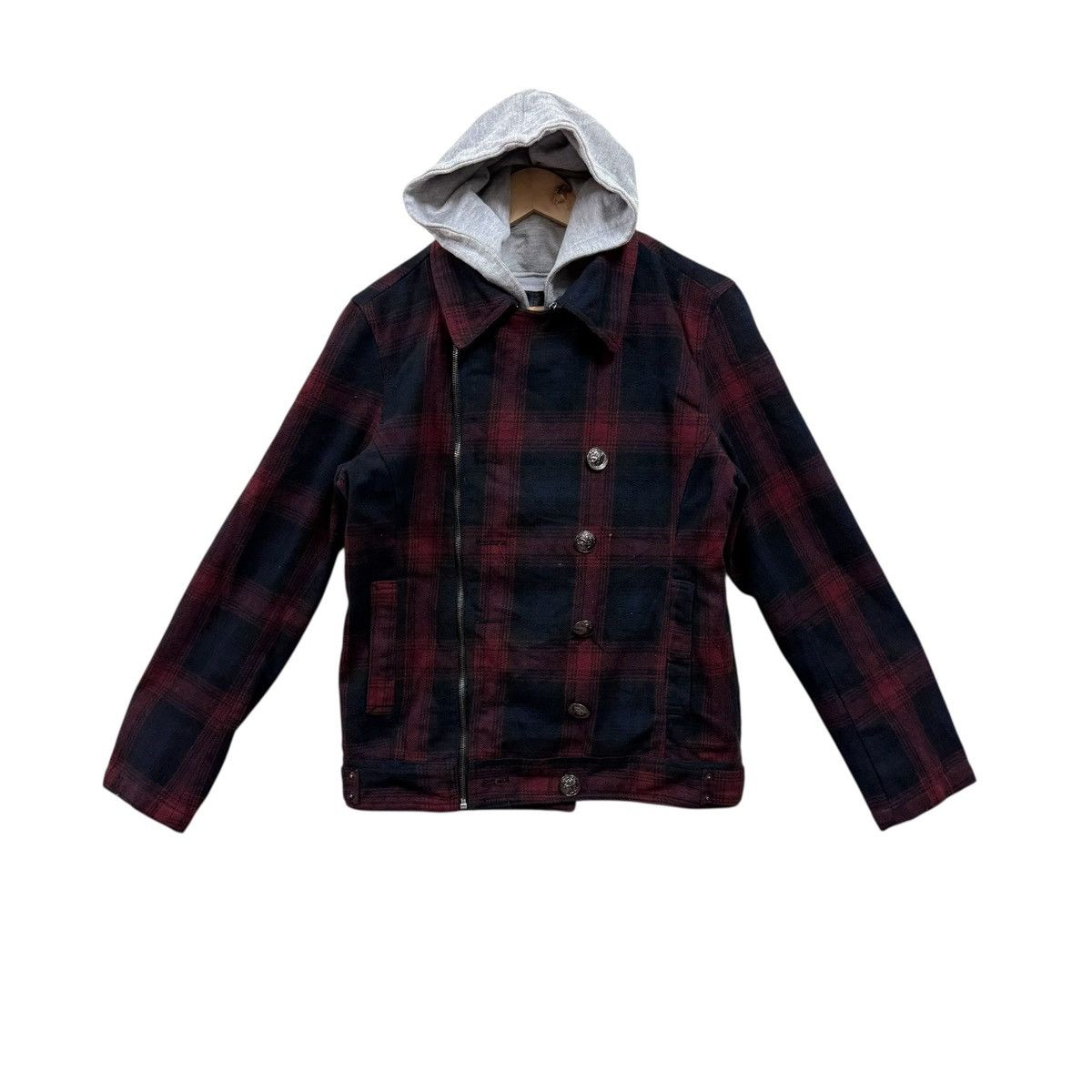 Le Grande Bleu (L.G.B.) Red Plaid Hoodie Jacket Vkei Style LGB Size US M / EU 48-50 / 2 - 1 Thumbnail