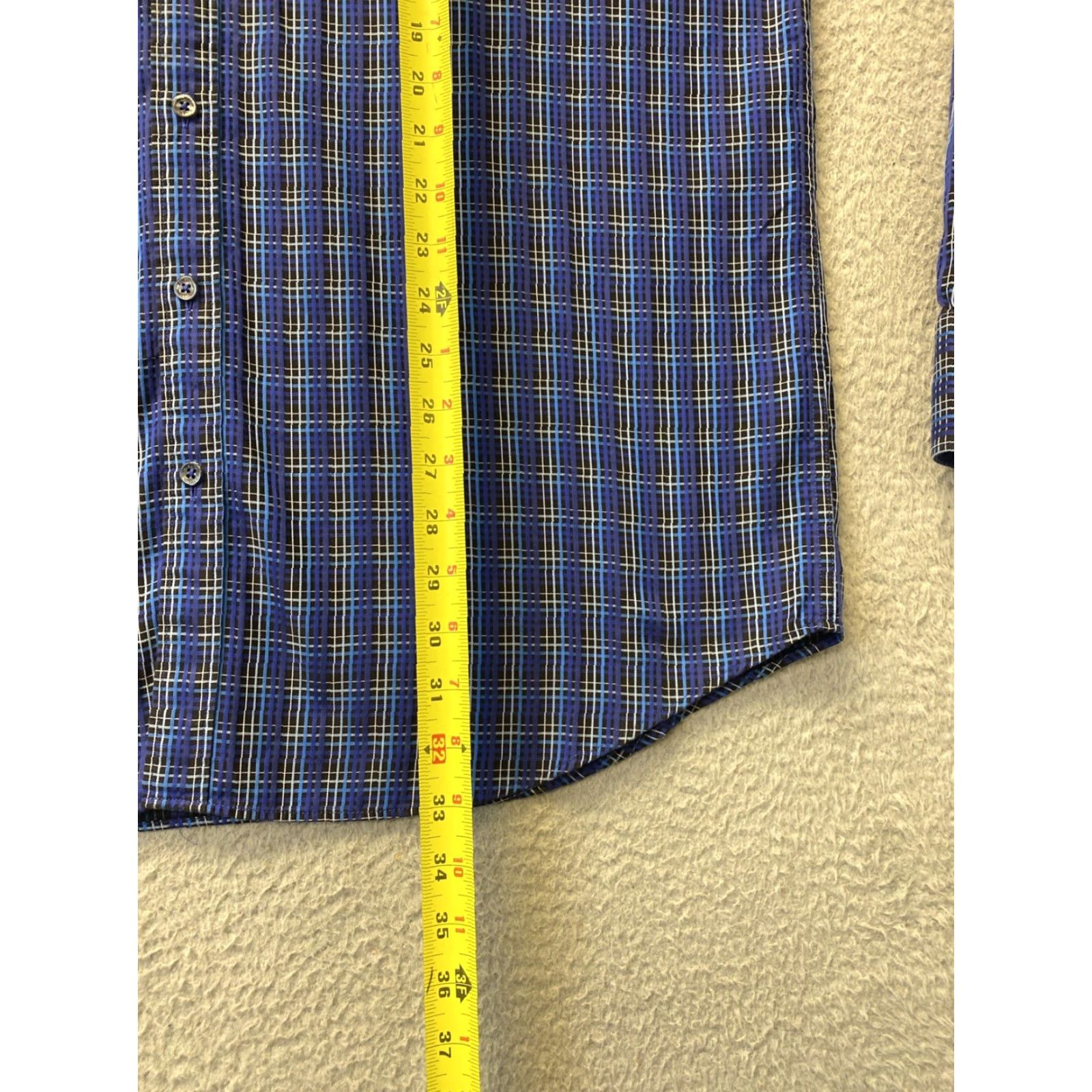 BUGATCHI BUGATCHI Button Shirt Mens XXL Slim Blue Plaid Long Sleeve Cotton Button-Up Collared Shirt Size US XXL / EU 58 / 5 - 6 Thumbnail