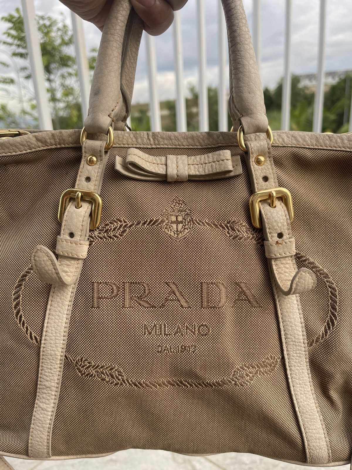 Prada Prada Logo Jacquard Canvas Bag Size ONE SIZE - 2 Thumbnail