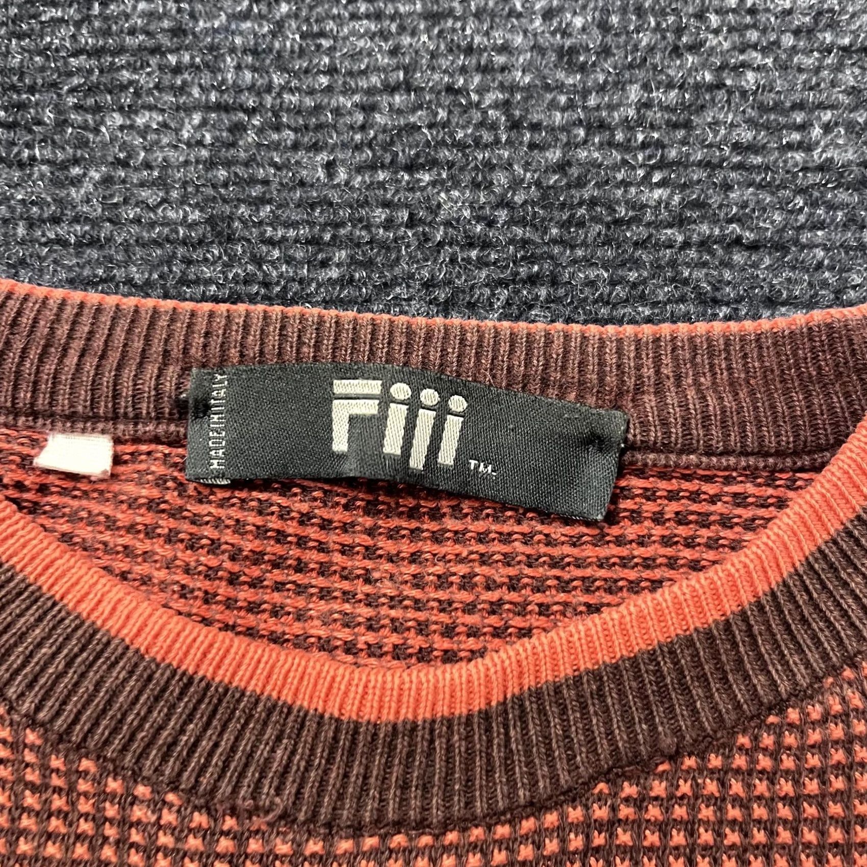 Vintage Fiii Sweater Mens Large Brown Orange Crewneck Waffle Knit Pullover Made in Italy Size US XL / EU 56 / 4 - 3 Thumbnail