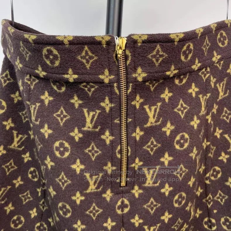 Louis Vuitton Louis Vuitton Brown wool presbyopic full print skirt Size 37" - 4 Thumbnail