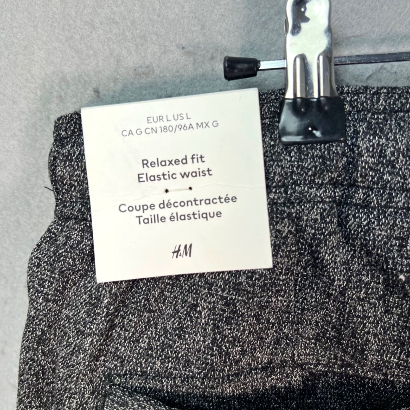 H&M H&M Mens Size Large Charcoal Gray Relaxed Fit Tweed Elastic Waist Chino Pants Size 36" / US 14 / IT 50 - 5 Thumbnail