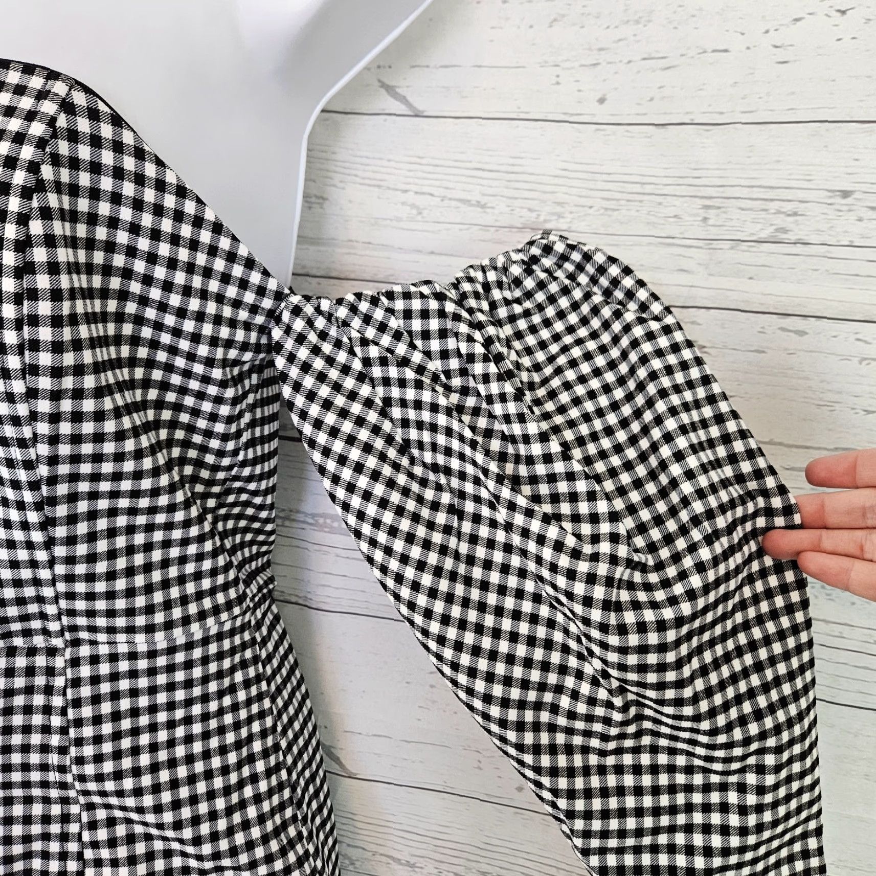 Vintage Naked Wardrobe Dress Gingham Strapless Long Sleeve Womens Large Black White Mini Short Size L Size L / US 10 / IT 46 - 2 Thumbnail