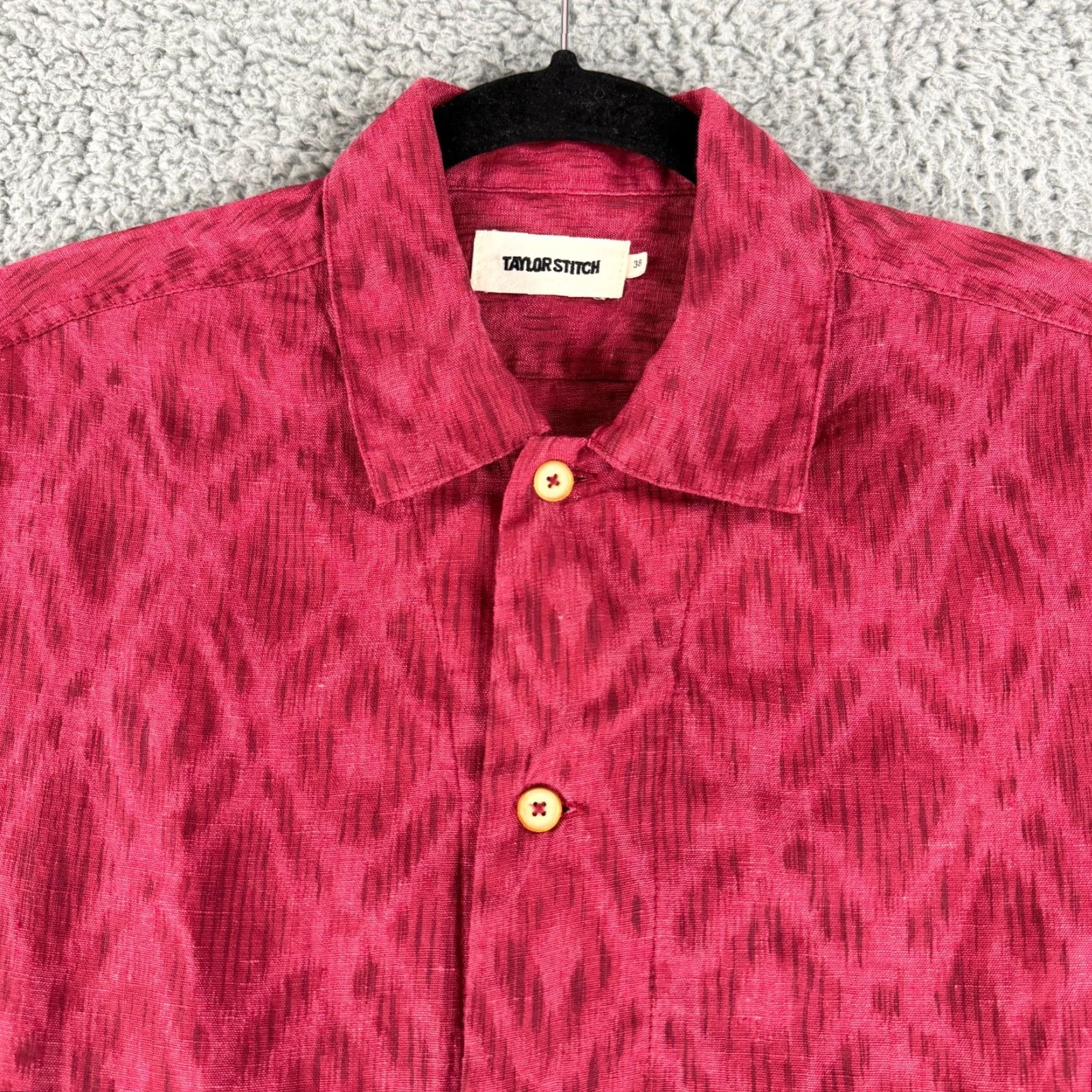 Taylor Stitch Taylor Stitch Havana Camp Collar Shirt Mens S Red Ikat 100% Linen SS Vintage: No Size US S / EU 44-46 / 1 - 2 Thumbnail