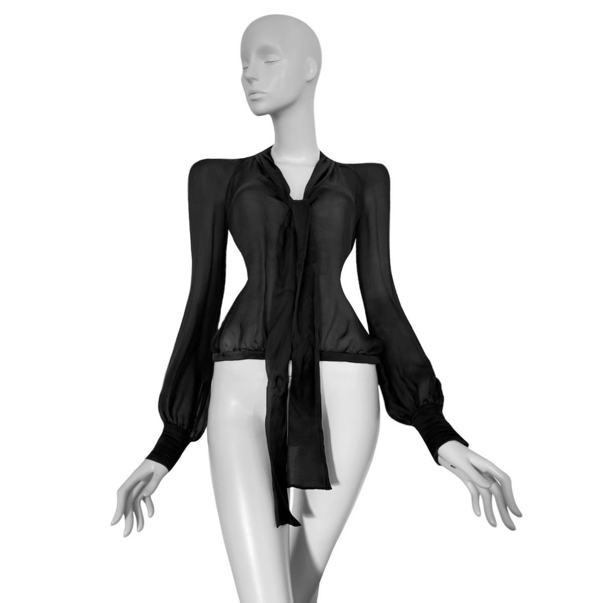 Yves Saint Laurent Runway Yves Saint Laurent by Tom Ford sheer silk blouse Size S / US 4 / IT 40 - 1 Thumbnail
