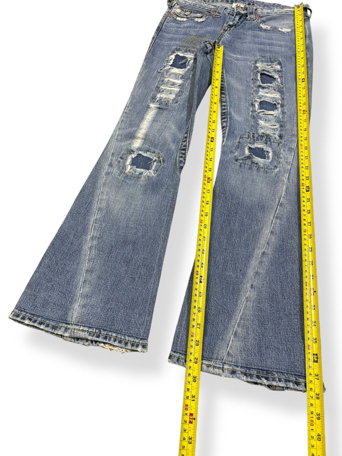 True Religion Vintage True Religion Joey Patchwork Distressed Flare Jeans Size US 28 / EU 44 - 13 Thumbnail