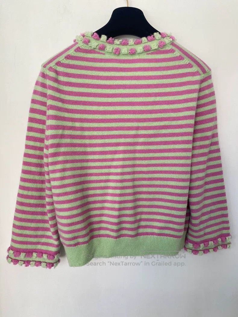 Chanel Chanel Pink-green striped lace knitted cardigan coat Size XS / US 0-2 / IT 36-38 - 2 Thumbnail