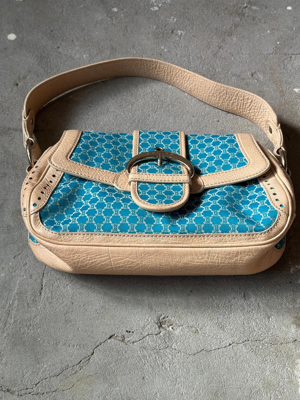 Celine Celine Macadam Triomphe Shoulder Bag Blue/Beige Size ONE SIZE - 5 Thumbnail