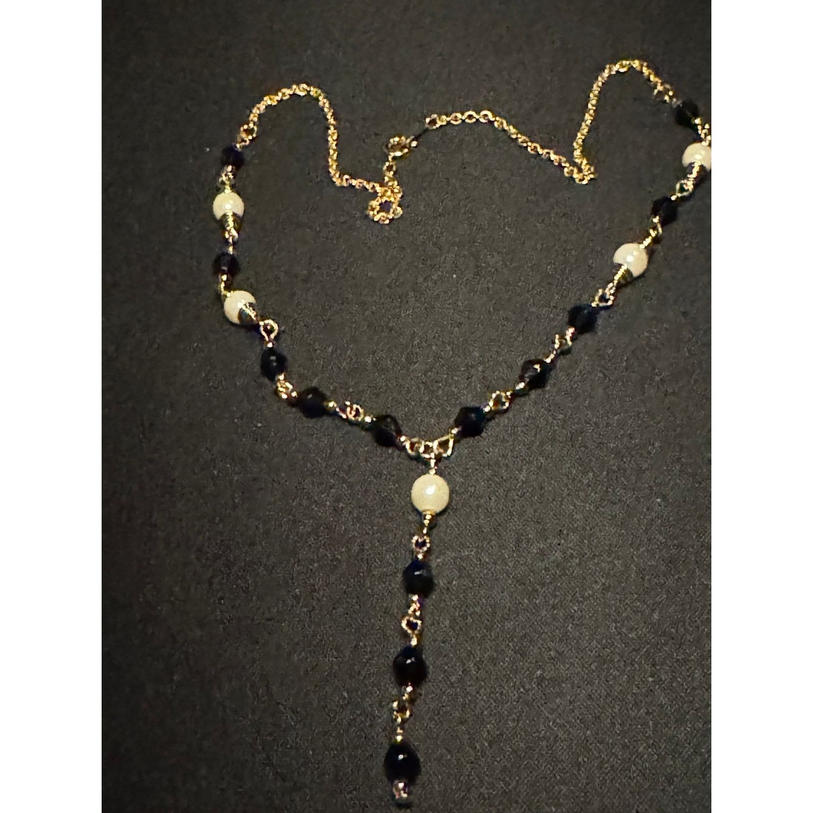Other Vintage Korea Gold Tone Black Faux Pearl 14in Necklace Size ONE SIZE - 2 Thumbnail
