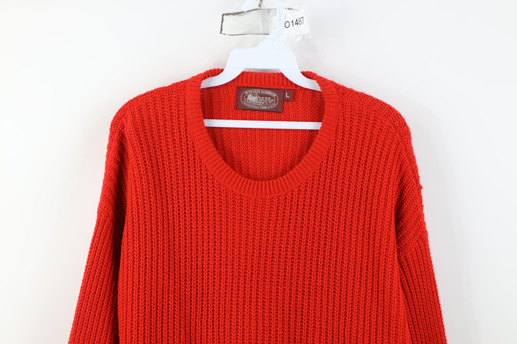 Vintage Vintage 70s 80s Streetwear Ribbed Knit Sweater Red USA Size US L / EU 52-54 / 3 - 2 Thumbnail