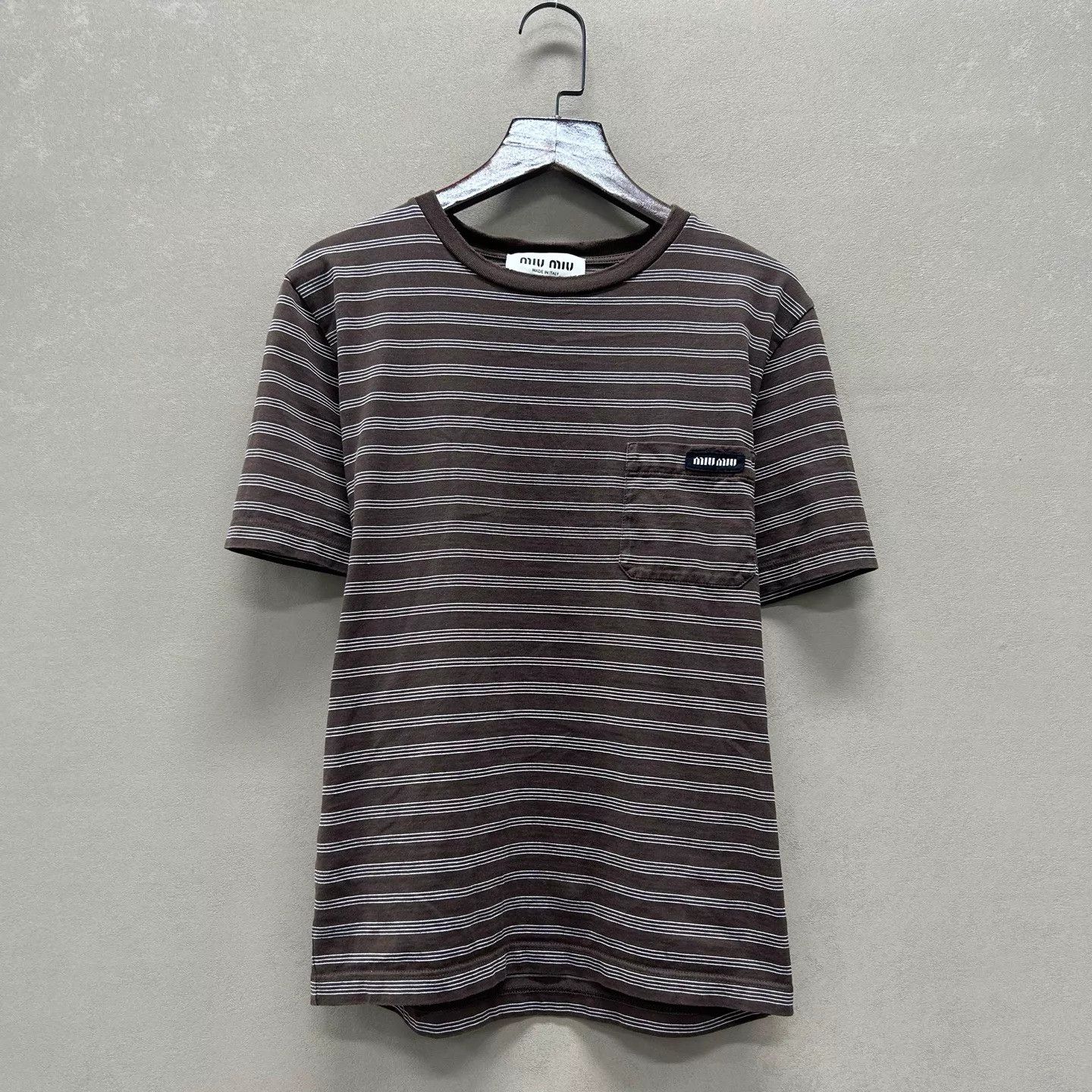 Miu Miu MIU MIU 25 New Brown Stripe Short-Sleeve Tee M 99 Size M / US 6-8 / IT 42-44 - 1 Thumbnail
