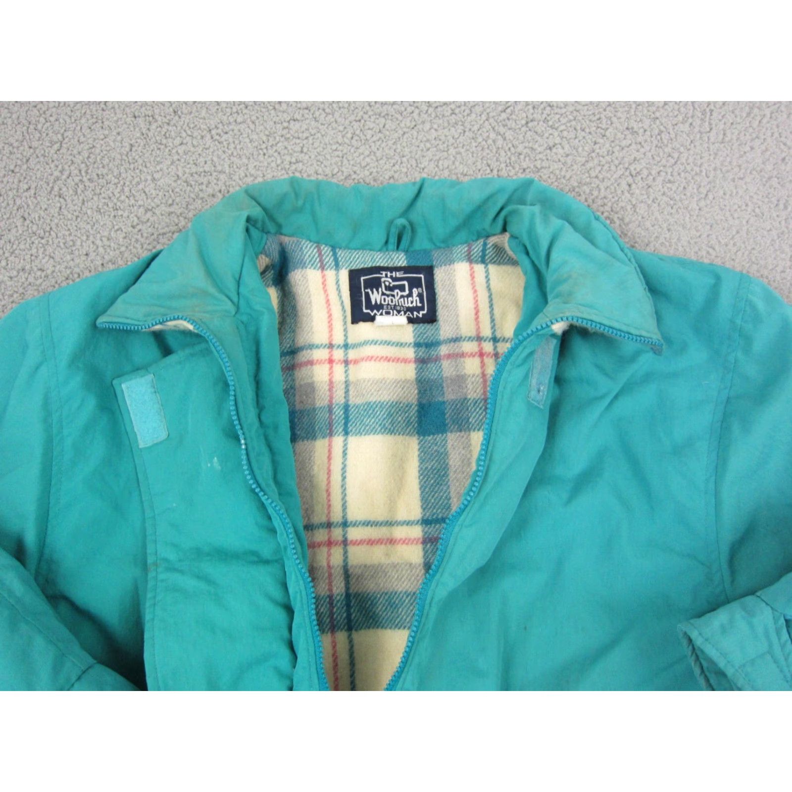 Vintage VINTAGE Woolrich Jacket Womens L Blue Solid Zip Parka 90s Wool Lining Size L / US 10 / IT 46 - 2 Thumbnail