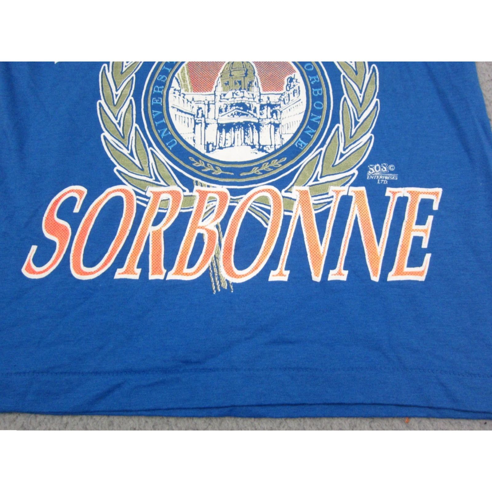 Vintage VINTAGE Screen Stars University of Paris Sorbonne Womens Small Blue Long Sleeve Shirt Size S / US 4 / IT 40 - 4 Thumbnail