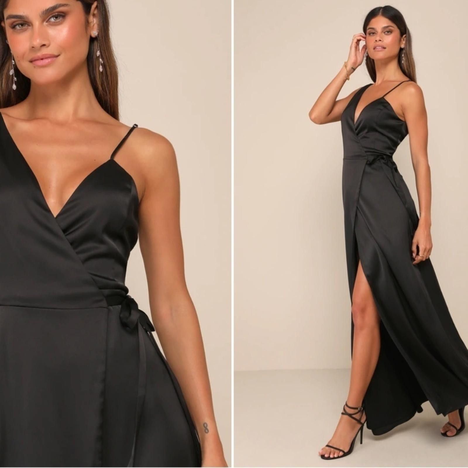 Lulus LULUS Prom Wedding Bridesmaid Sexy Elegant Satin Wrap Maxi Size XL / US 12-14 / IT 48-50 - 3 Thumbnail