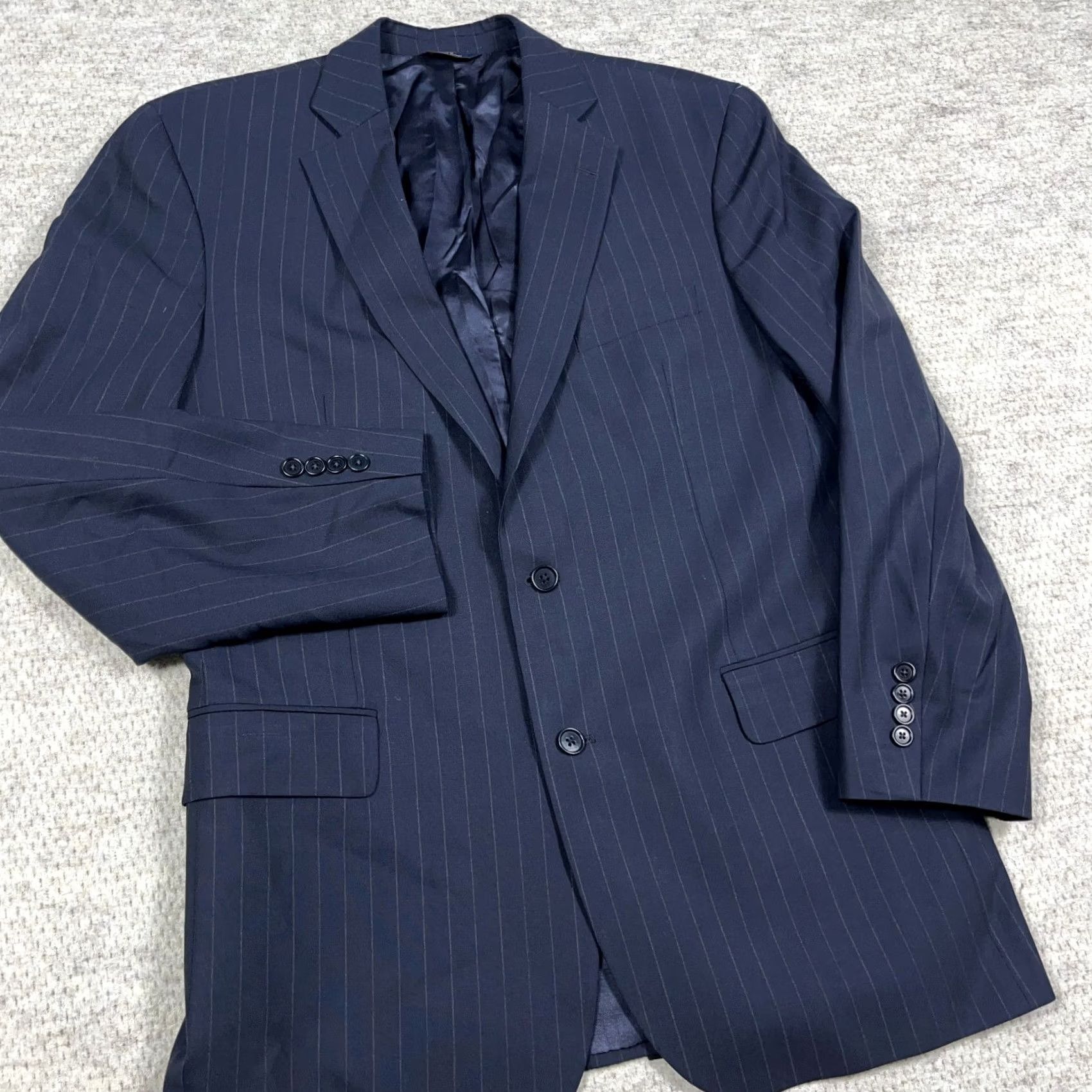 Brooks Brothers Brooks Brothers Blazer Men Size 43 L Navy Blue Striped Wool Sport Coat Jacket Size 46R - 4 Thumbnail